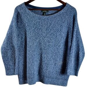 LRL LAUREN JEANS Co Ralph Lauren Blue White Scoop Neck Knit Sweater Size L